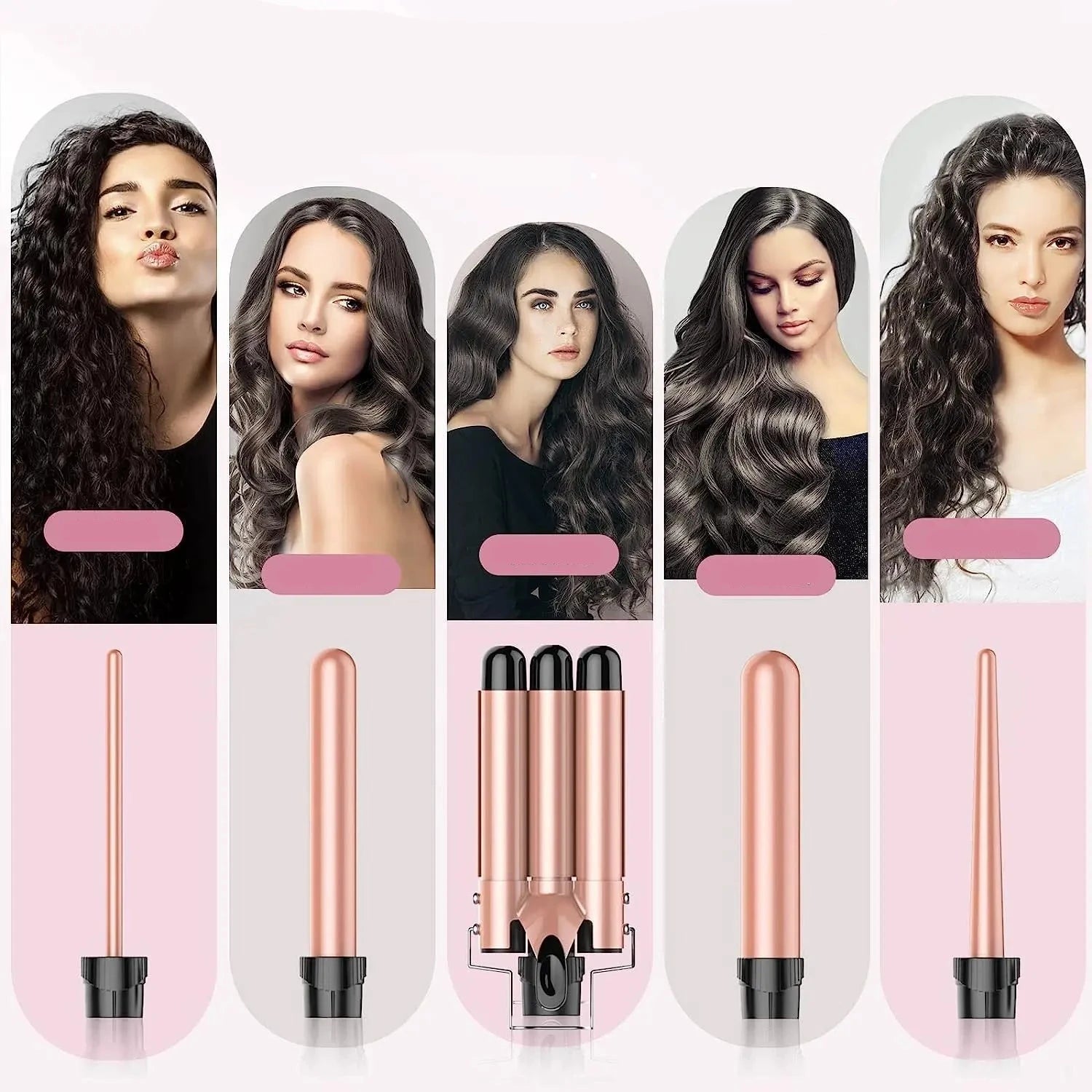 Chapinha Modelador de Cachos, Modelador para Todos os Tipos de Cabelo, 5 em 1