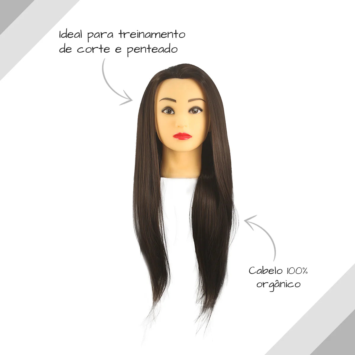 Cabeça de Treinamento com Cabelo Orgânico SN-06 #4 morena